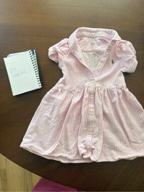 Ralph Lauren Light Pink Striped Polo Shirt Dress for Kids